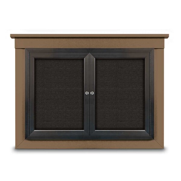 60"x36" 2-Door Enclosed Letterboard, Header, White Vinyl/Cherry